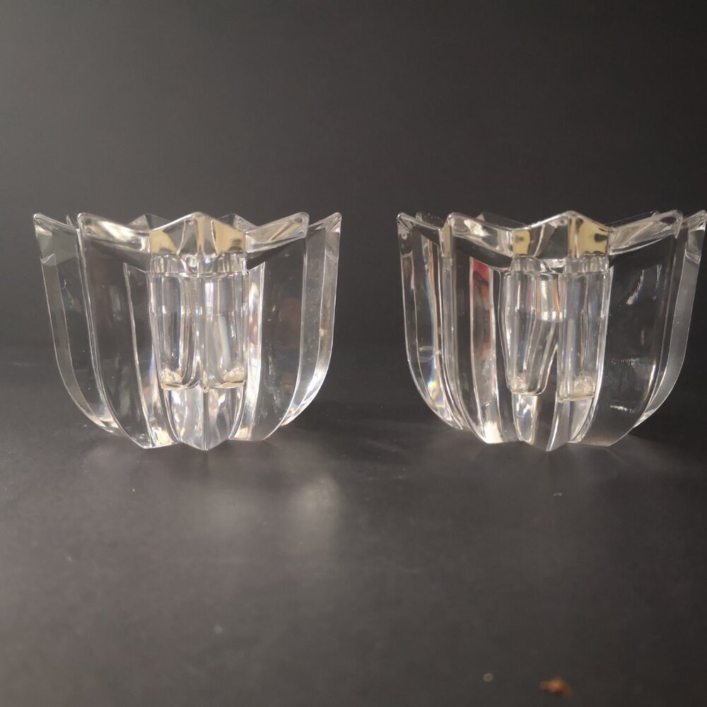 Mikasa Austria Comet Star Shaped 2 1/2" Crystal Taper Candle Holders Set of 2 - Picture 6 of 6